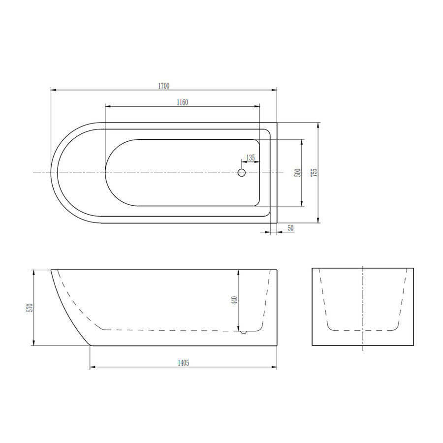 Vrijstaand Bad Best Design Boat 170x75.5x57 cm Glans Wit