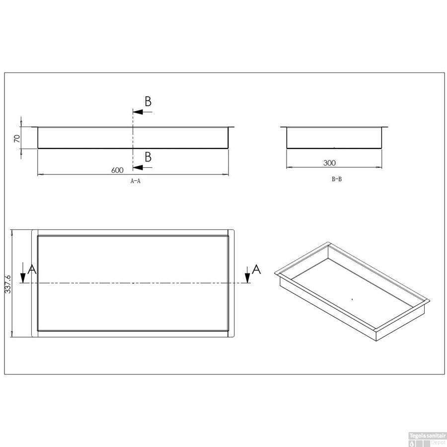 BWS Inbouwnis | 30x60x7cm | Mat Beige