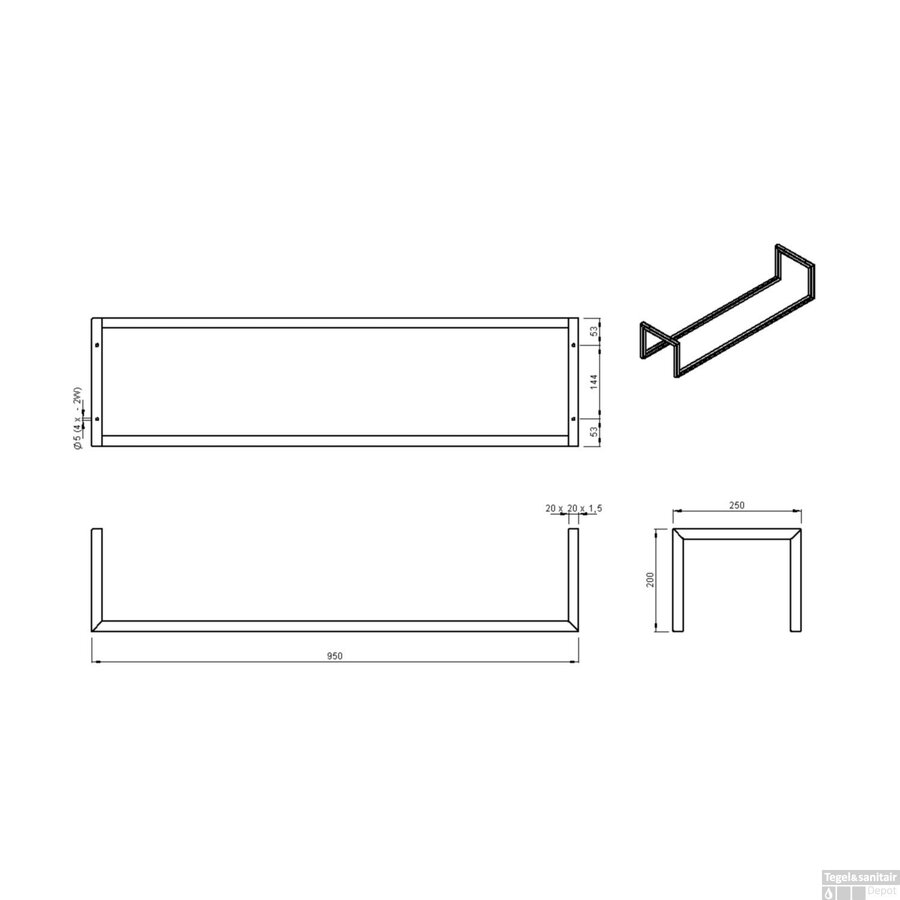 Handdoekenrek Industrieel BWS | 95x25x20cm | Mat Beige