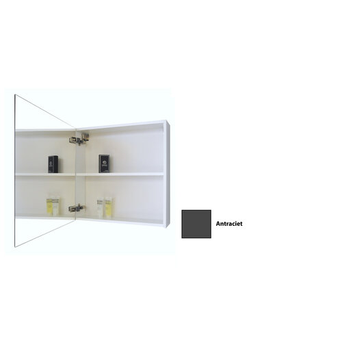 Spiegelkast Sanicare Qlassics 60 cm 1 Deur Antraciet Links 
