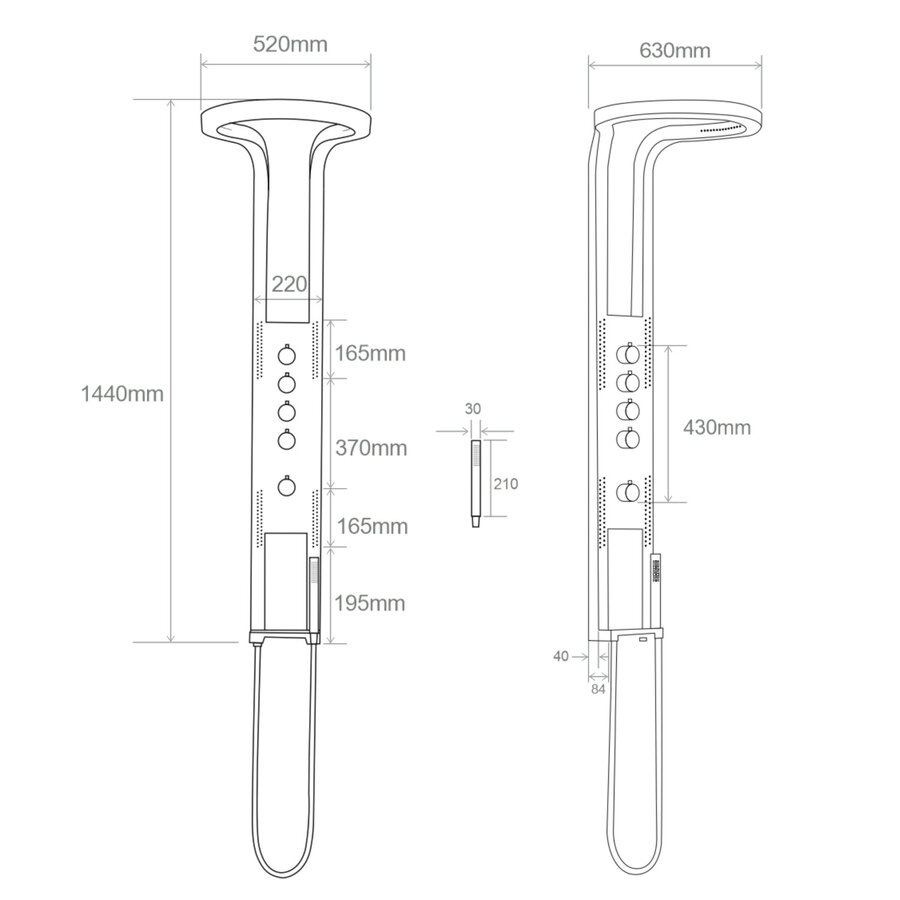 Douchepaneel Nero Future Best Design Met Massagejets en Handdouche Mat Zwart