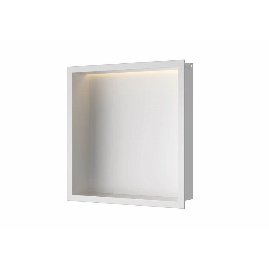 Inbouwnis Luca Sanitair 30x30x6,5cm RVS Mat Wit PVD + LED verlichting