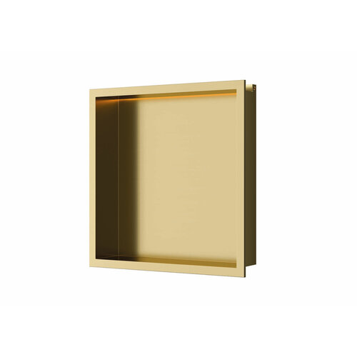 Inbouwnis Luca Sanitair 30x30x6,5cm RVS Geborsteld Goud PVD + LED verlichting 
