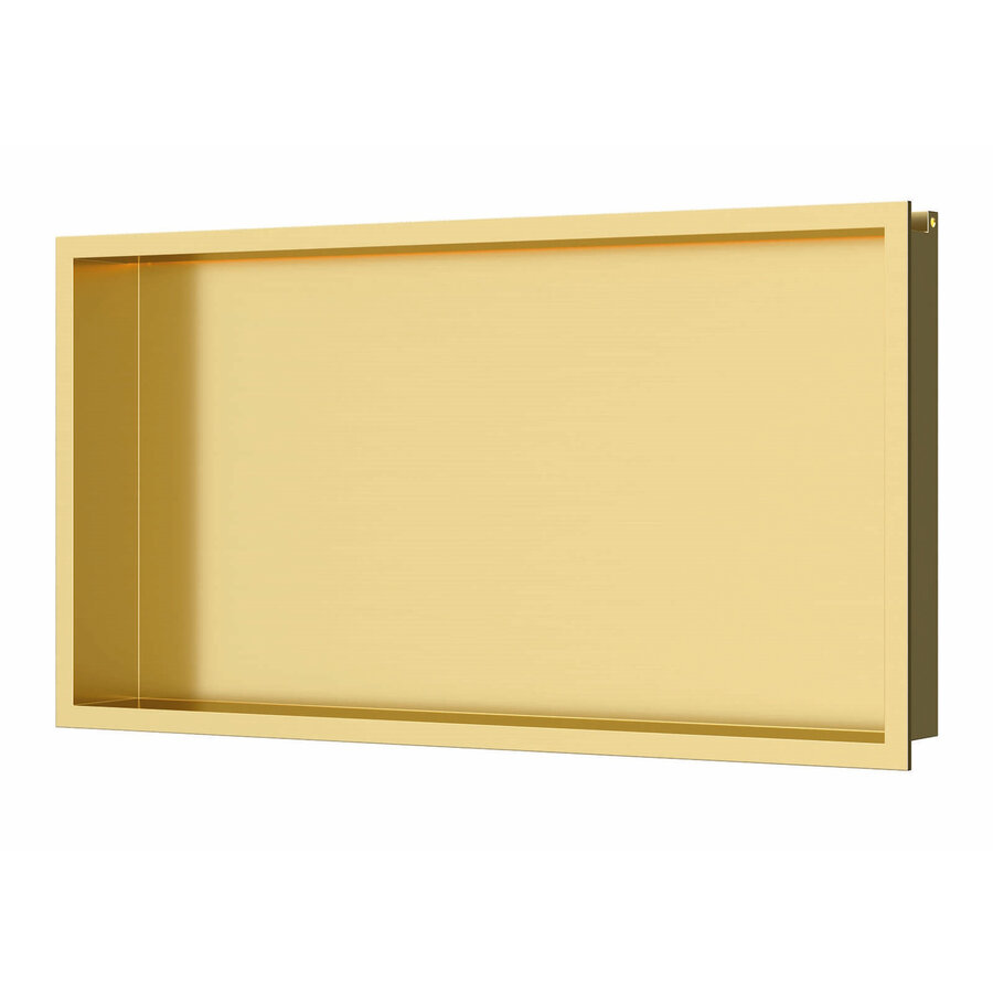 Inbouwnis Luca Sanitair 60x30x6,5cm RVS Geborsteld Goud PVD + LED verlichting
