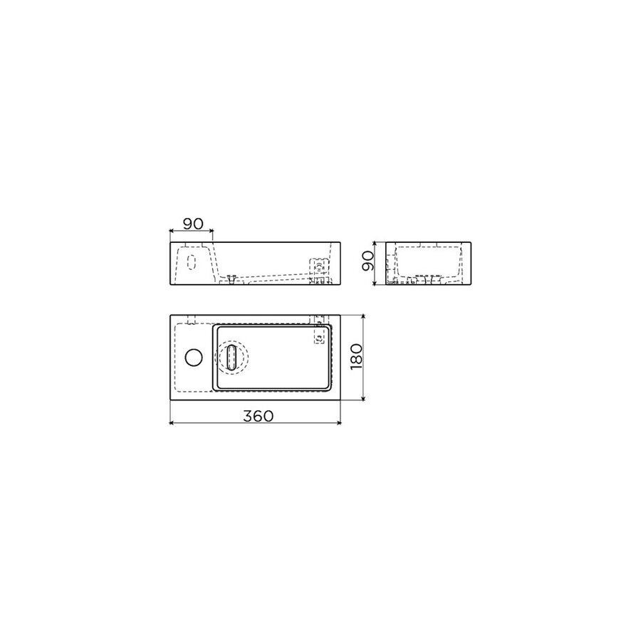 Fontein Clou Flush 3 36x18x9cm Keramiek Glans Wit (Met Kraangat Links)