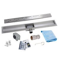 RVS Douchegoot flens met uitneembaar RVS sifon 120x7cm 6,7cm diep STANDAARD ROOSTER