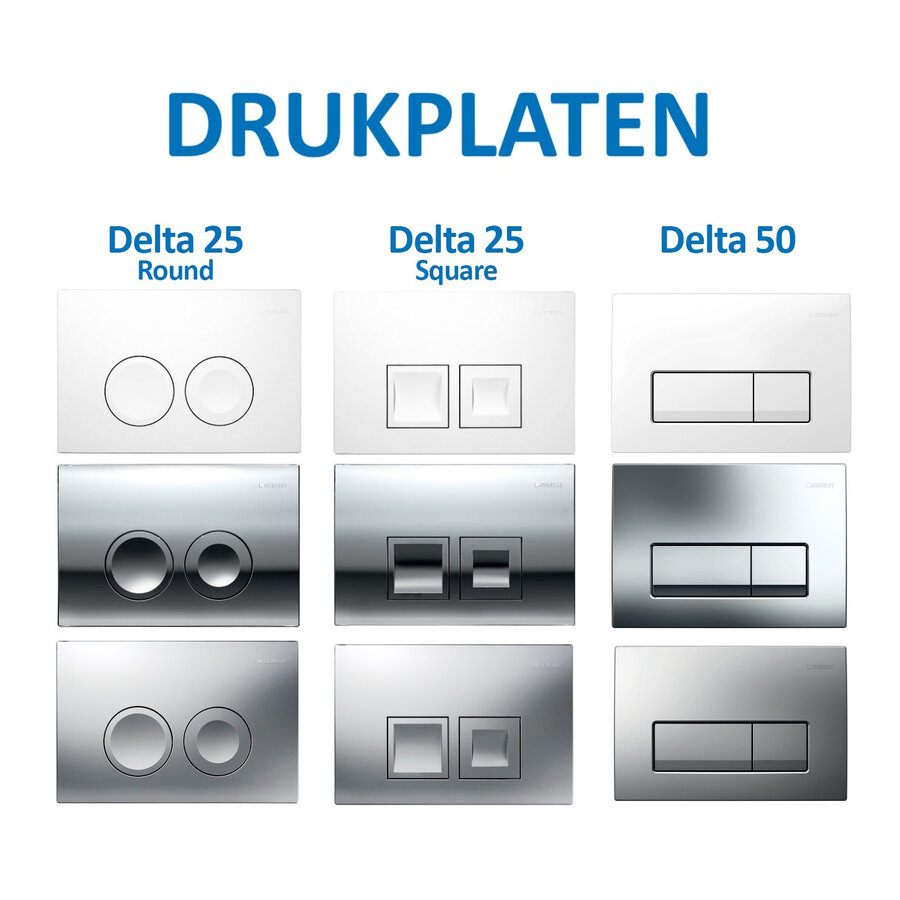 Geberit up100 Toiletset BWS Mudo | Randloos met Zitting | Mat Wit | Delta Drukplaat