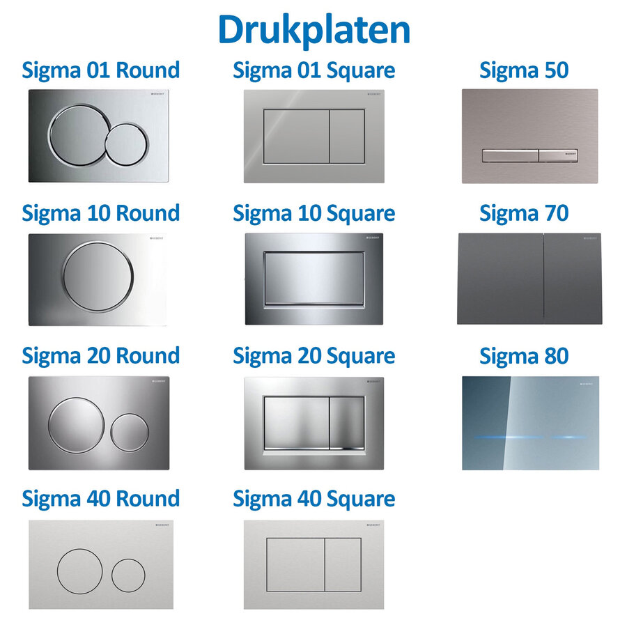 Geberit up320 Toiletset BWS Mudo | Randloos met Zitting | Mat Wit | Sigma Drukplaat