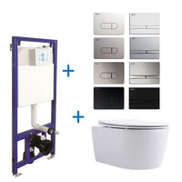Toiletset Budget 93 Mudo Randloos Met Zitting Mat Wit Met B&W Drukplaat