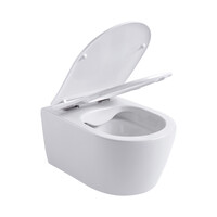 Toiletset Budget 93 Mudo Randloos Met Zitting Mat Wit Met B&W Drukplaat