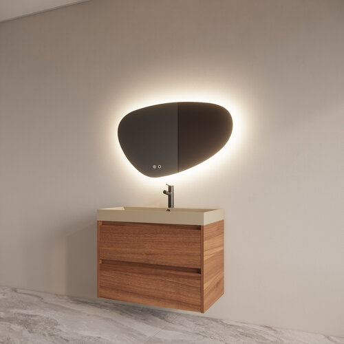 Badmeubelset BWS Riga Met Lako Wastafel Cappuccino 80 cm Walnoot 