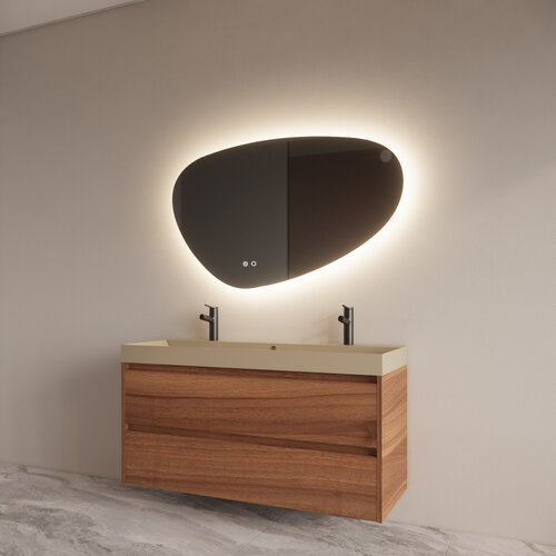 Badmeubelset BWS Riga Met Lako Wastafel Cappuccino 120 cm Walnoot 