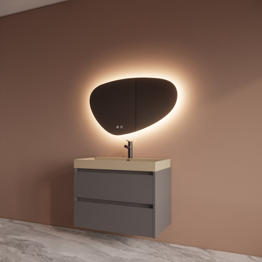 Badmeubelset BWS Riga Met Lako Wastafel Cappuccino 80 cm Leigrijs