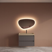 Badmeubelset BWS Riga Met Lako Wastafel Cappuccino 80 cm Leigrijs