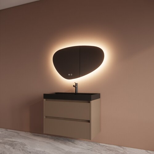 Badmeubelset BWS Riga Met Lako Wastafel Zwart 80 cm Latte 