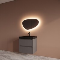 Badmeubelset BWS Riga Met Lako Wastafel Zwart 60 cm Leigrijs