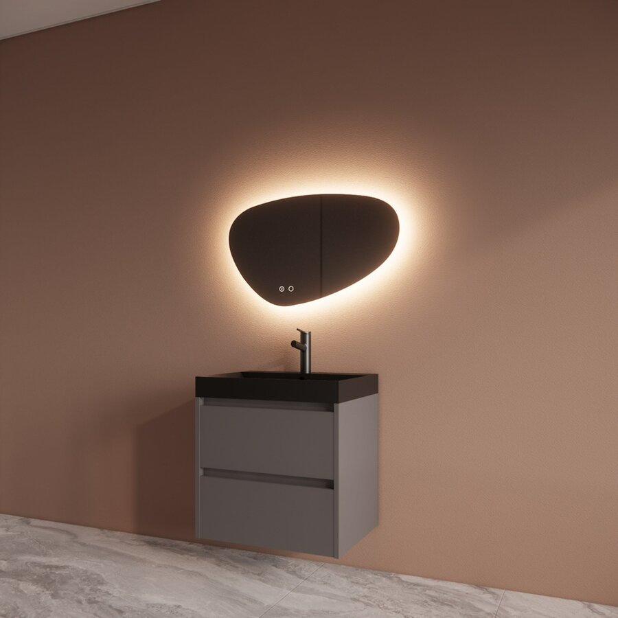 Badmeubelset BWS Riga Met Lako Wastafel Zwart 60 cm Leigrijs