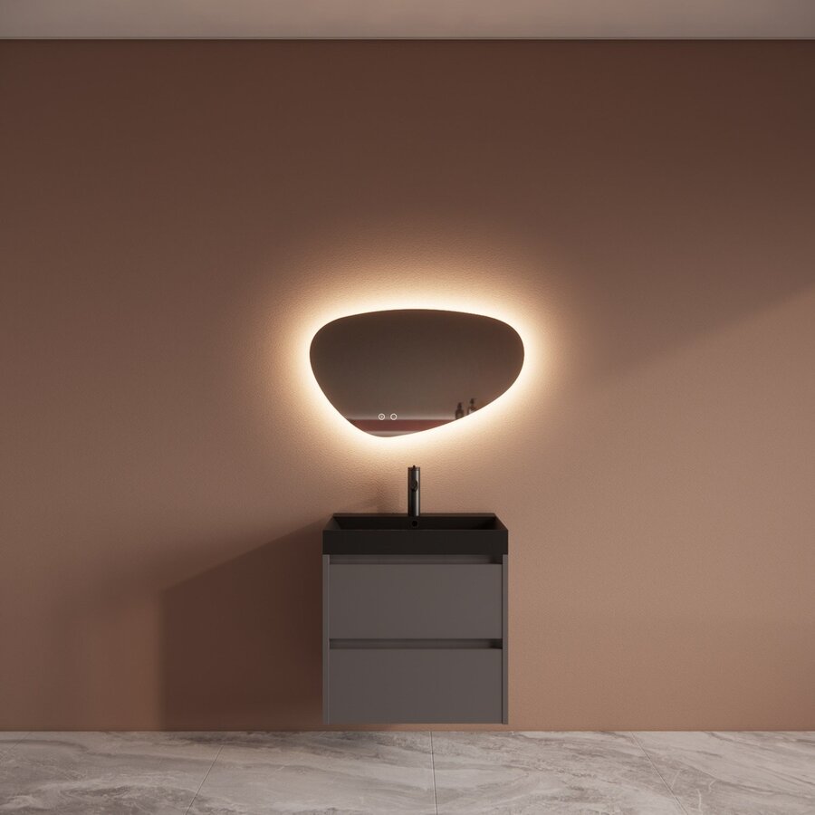 Badmeubelset BWS Riga Met Lako Wastafel Zwart 60 cm Leigrijs