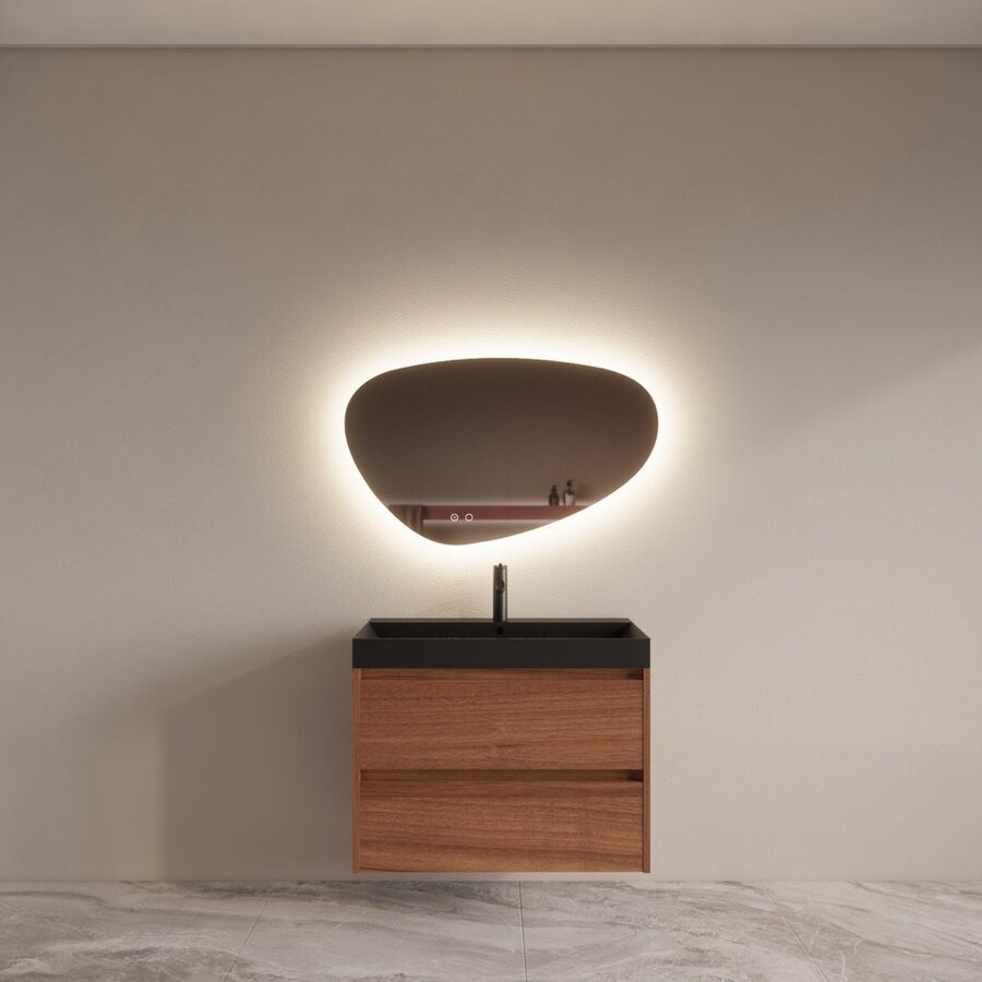 Badmeubelset BWS Riga Met Lako Wastafel Zwart 80 cm Walnoot