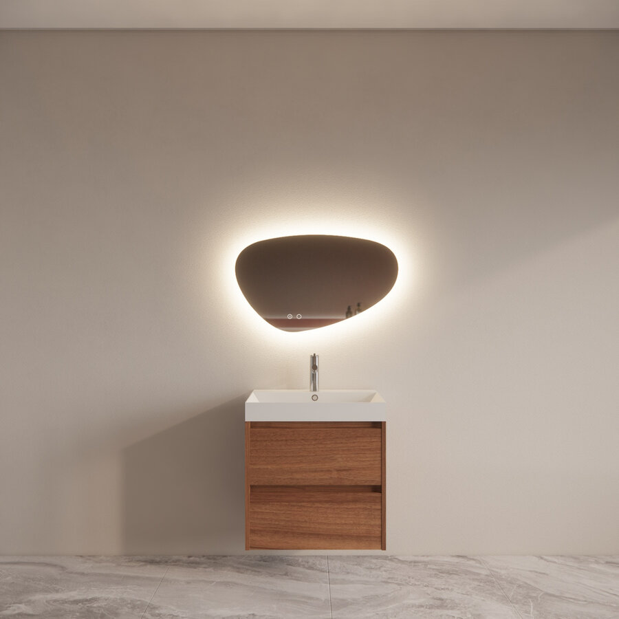 Badmeubelset BWS Riga Met Lako Wastafel Wit 60 cm Walnoot