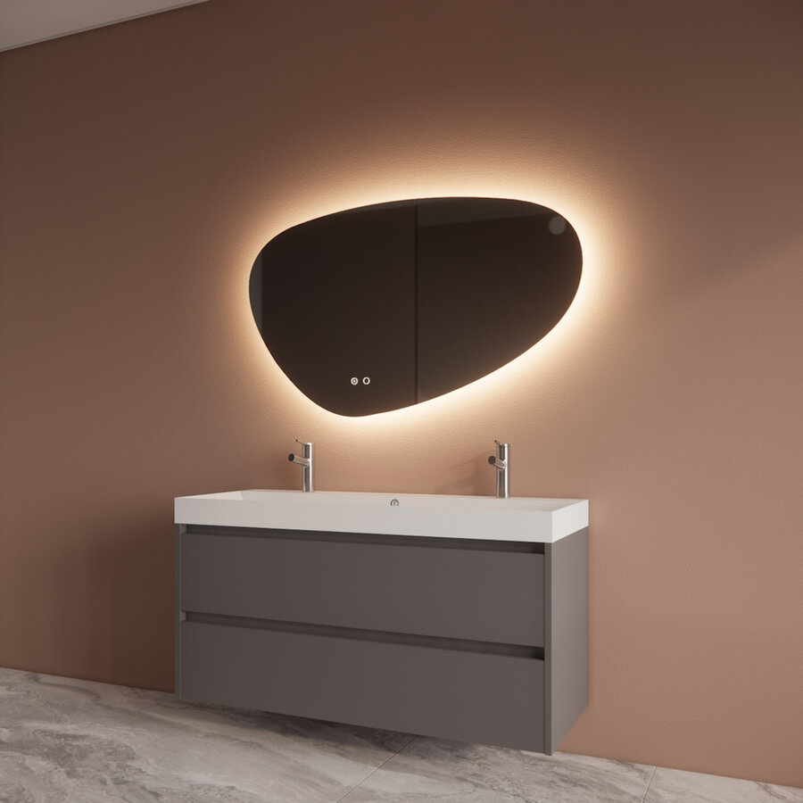 Badmeubelset BWS Riga Met Lako Wastafel Wit 120 cm Leigrijs