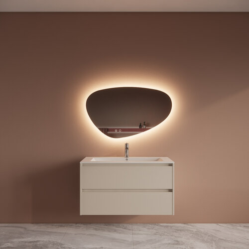 Badmeubelset BWS Riga Met Asia Wastafel Wit 100 cm Kasjmier 