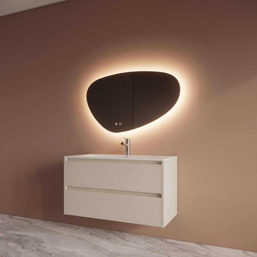 Badmeubelset BWS Riga Met Asia Wastafel Wit 100 cm Kasjmier