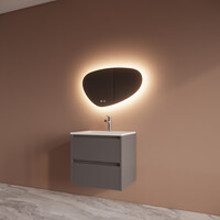 Badmeubelset BWS Riga Met Asia Wastafel Wit 60 cm Leigrijs