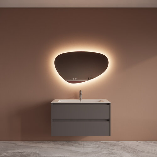 Badmeubelset BWS Riga Met Asia Wastafel Wit 100 cm Leigrijs 