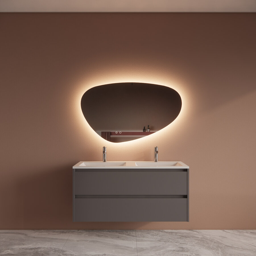 Badmeubelset BWS Riga Met Asia Wastafel Wit 120 cm Leigrijs