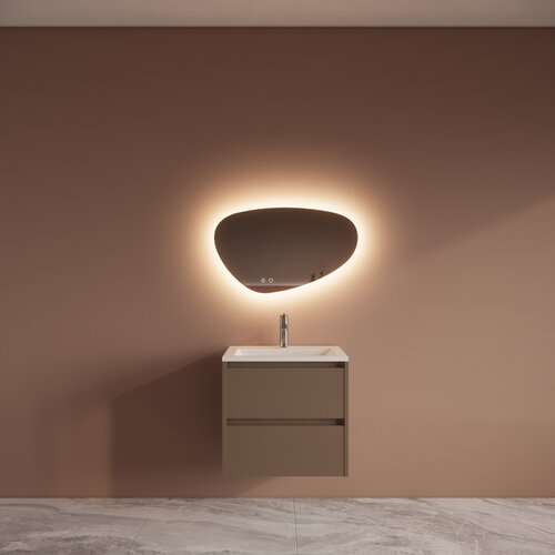 Badmeubelset BWS Riga Met Asia Wastafel Wit 60 cm Latte 