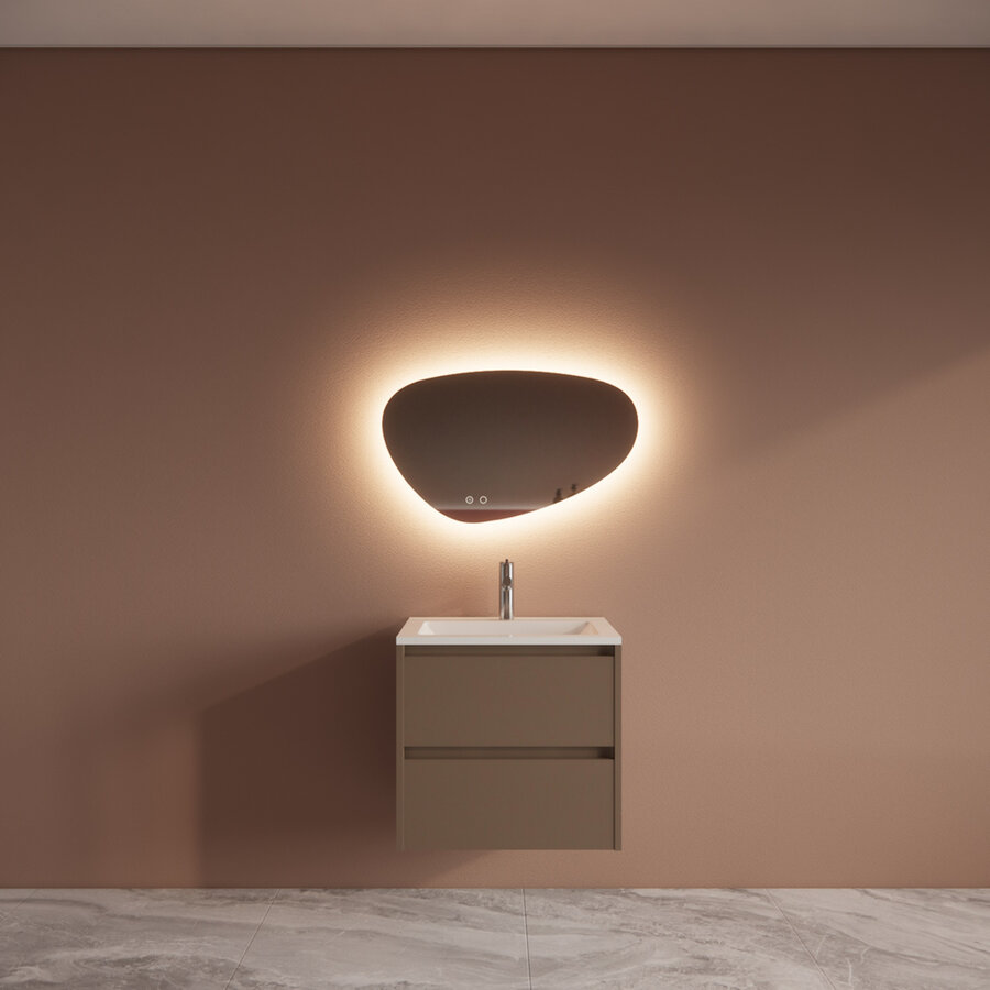 Badmeubelset BWS Riga Met Asia Wastafel Wit 60 cm Latte