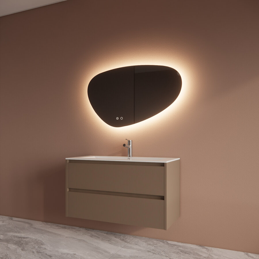 Badmeubelset BWS Riga Met Asia Wastafel Wit 100 cm Latte