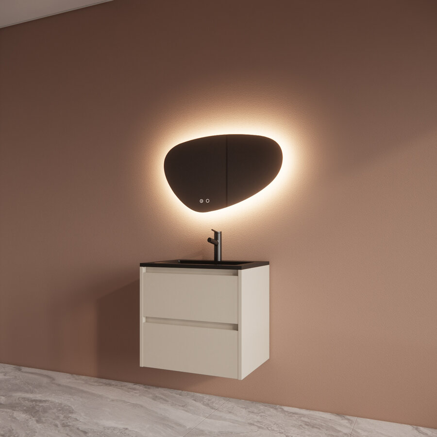 Badmeubelset BWS Riga Met Asia Wastafel Mat Zwart 60 cm Kasjmier