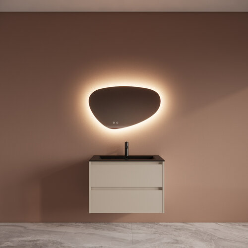 Badmeubelset BWS Riga Met Asia Wastafel Mat Zwart 80 cm Kasjmier 