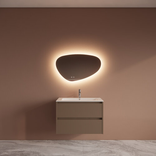 Badmeubelset BWS Riga Met Asia Wastafel Wit 80 cm Latte 