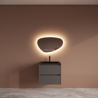 Badmeubelset BWS Riga Met Asia Wastafel Mat Zwart 60 cm Leigrijs