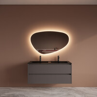 Badmeubelset BWS Riga Met Asia Wastafel Mat Zwart 120 cm Leigrijs