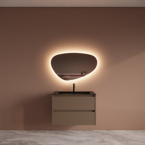 Badmeubelset BWS Riga Met Asia Wastafel Mat Zwart 80 cm Latte 