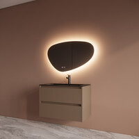 Badmeubelset BWS Riga Met Asia Wastafel Mat Zwart 80 cm Latte