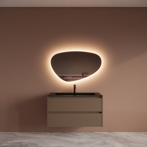 Badmeubelset BWS Riga Met Asia Wastafel Mat Zwart 100 cm Latte 