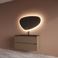 Badmeubelset BWS Riga Met Asia Wastafel Mat Zwart 100 cm Latte