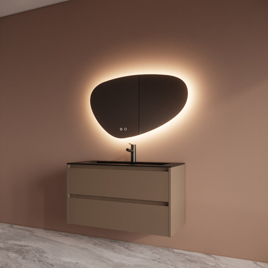 Badmeubelset BWS Riga Met Asia Wastafel Mat Zwart 100 cm Latte