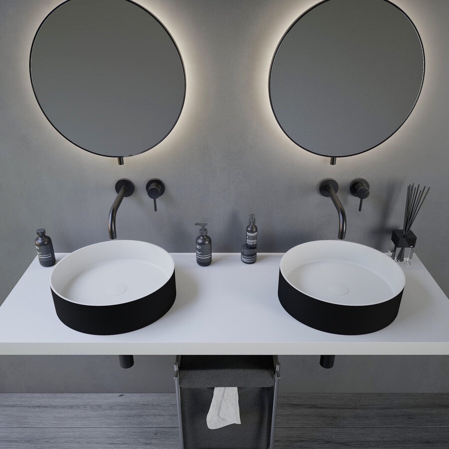 Opbouwwastafel Ideavit Solidthin 40x40x12.5 cm Solid Surface Mat Zwart