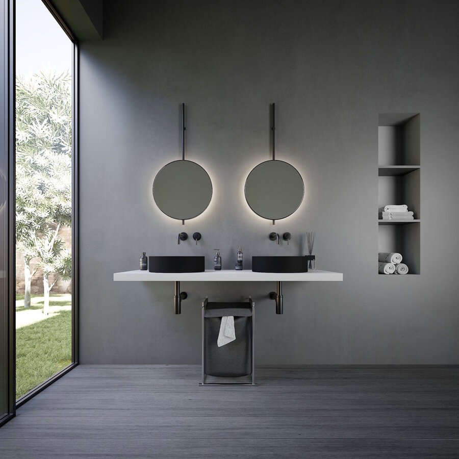 Opbouwwastafel Ideavit Solidthin 40x40x12.5 cm Solid Surface Mat Zwart