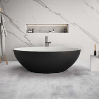 Ligbad Vrijstaand Ideavit Solidellipse 180x88x55 cm Solid Surface Mat Zwart