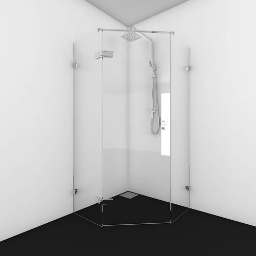 Douchecabine Van Rijn Products Vijfhoek helder glas 200x100 cm Ronde Knop 