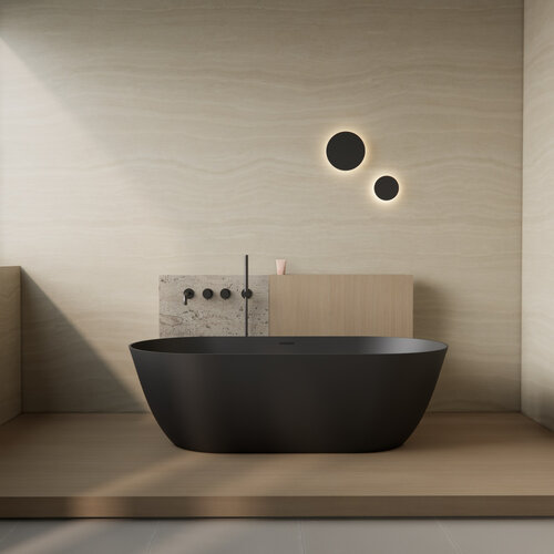 Vrijstaand Ligbad Salenzi Flow 165x83x50 cm Mat Zwart 