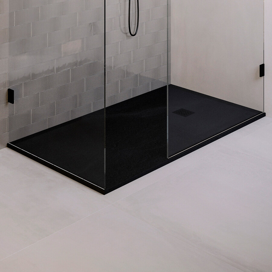 Douchebak Sanitop Just Creating Relievo Crag 90x180 cm Mat Zwart