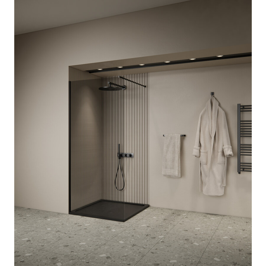 Inloopdouche BWS Elonpa Helder Glas 80x200cm Zwart